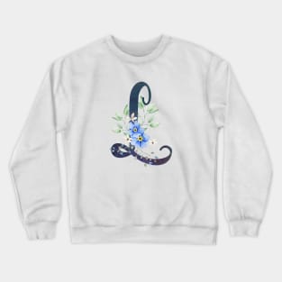 Floral Monogram L Wild Blue Flowers Crewneck Sweatshirt